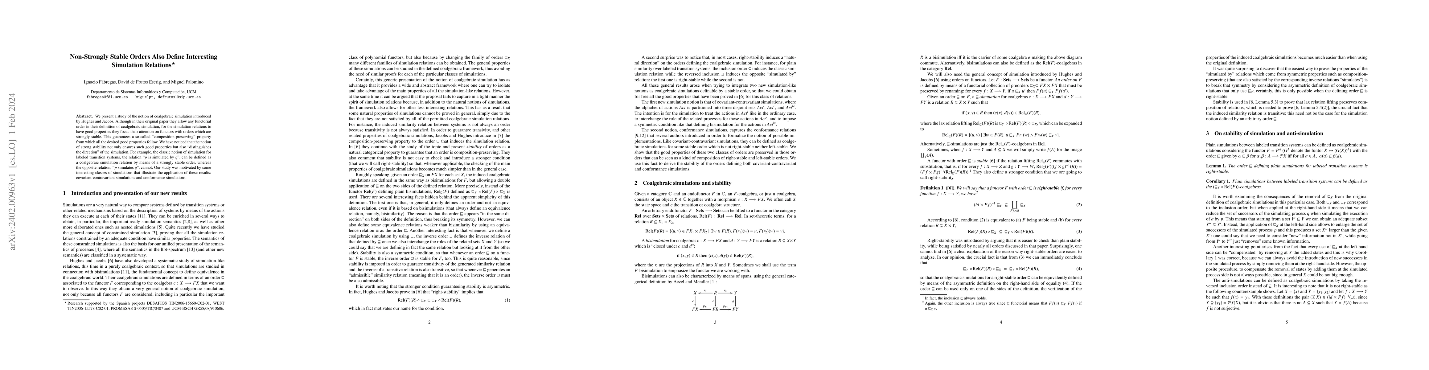 Thumbnail for Non-strongly Stable Orders Also Define Interesting Simulation Relations