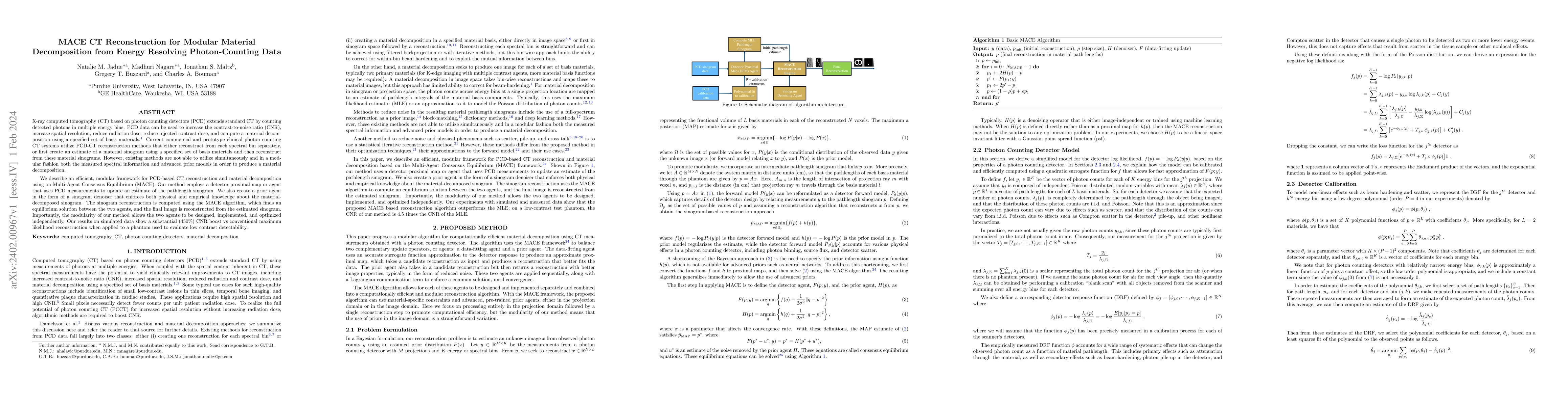 Thumbnail for MACE CT Reconstruction for Modular Material Decomposition from Energy
  Resolving Photon-Counting Data
