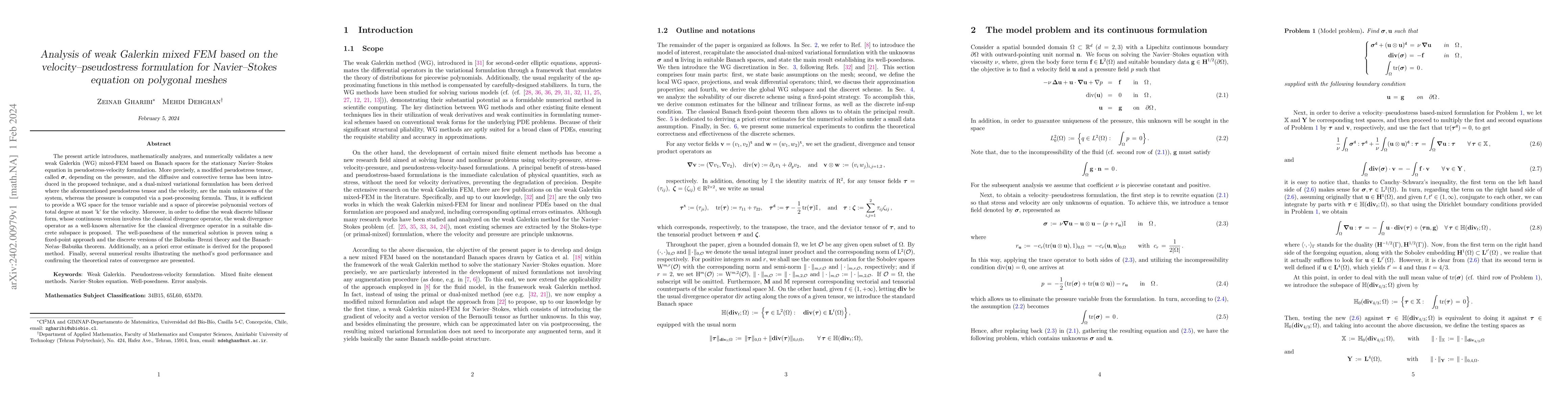 Thumbnail for Analysis of weak Galerkin mixed FEM based on the velocity--pseudostress
  formulation for Navier--Stokes equation on polygonal meshes