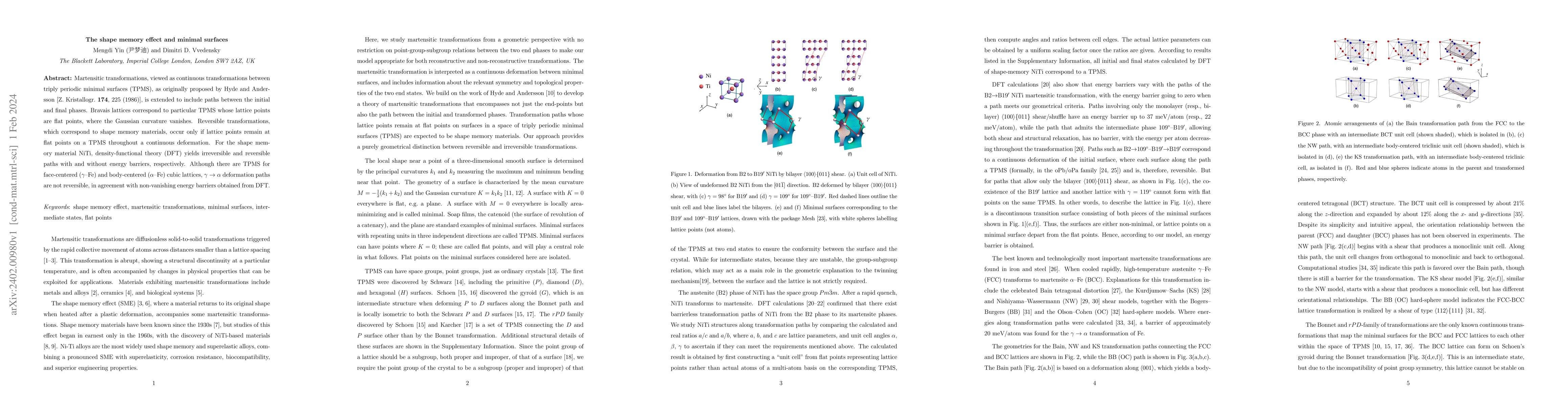 Thumbnail for The shape memory effect and minimal surfaces
