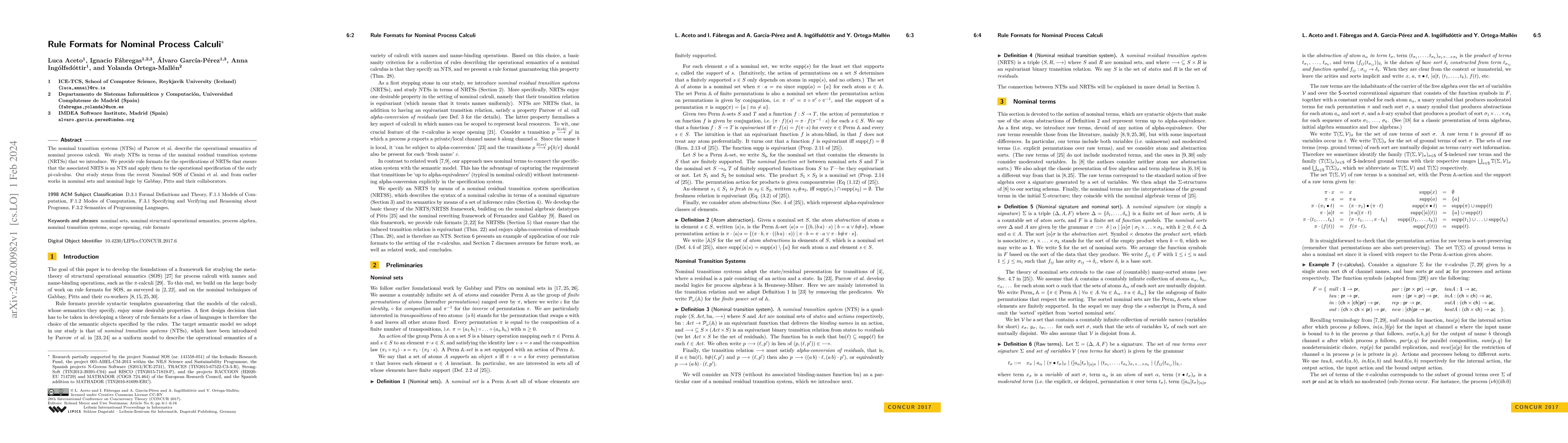 Thumbnail for Rule Formats for Nominal Process Calculi