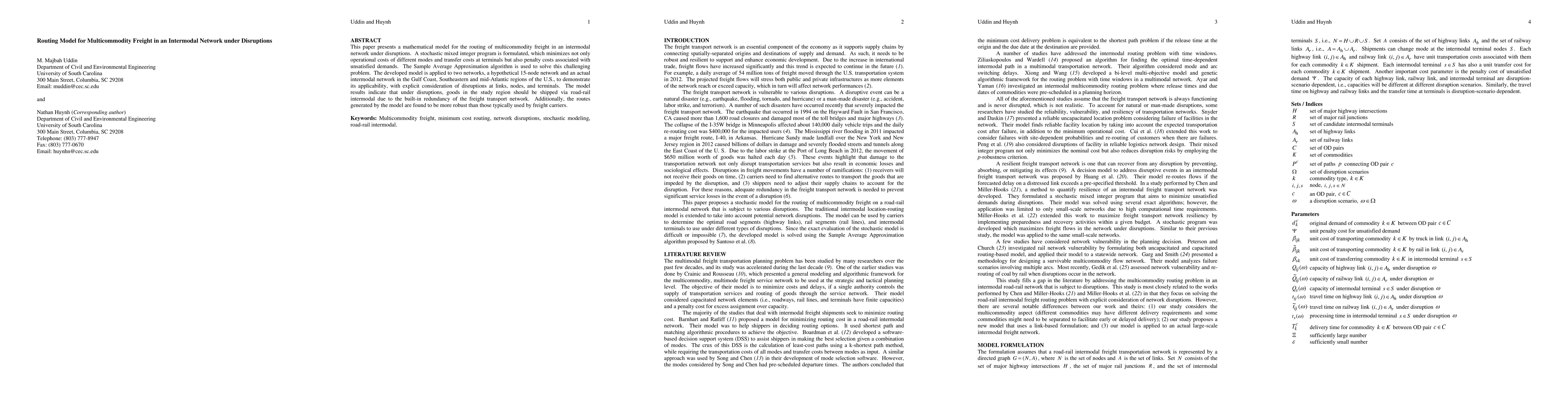 Thumbnail for Routing Model for Multicommodity Freight in an Intermodal Network under
  Disruptions