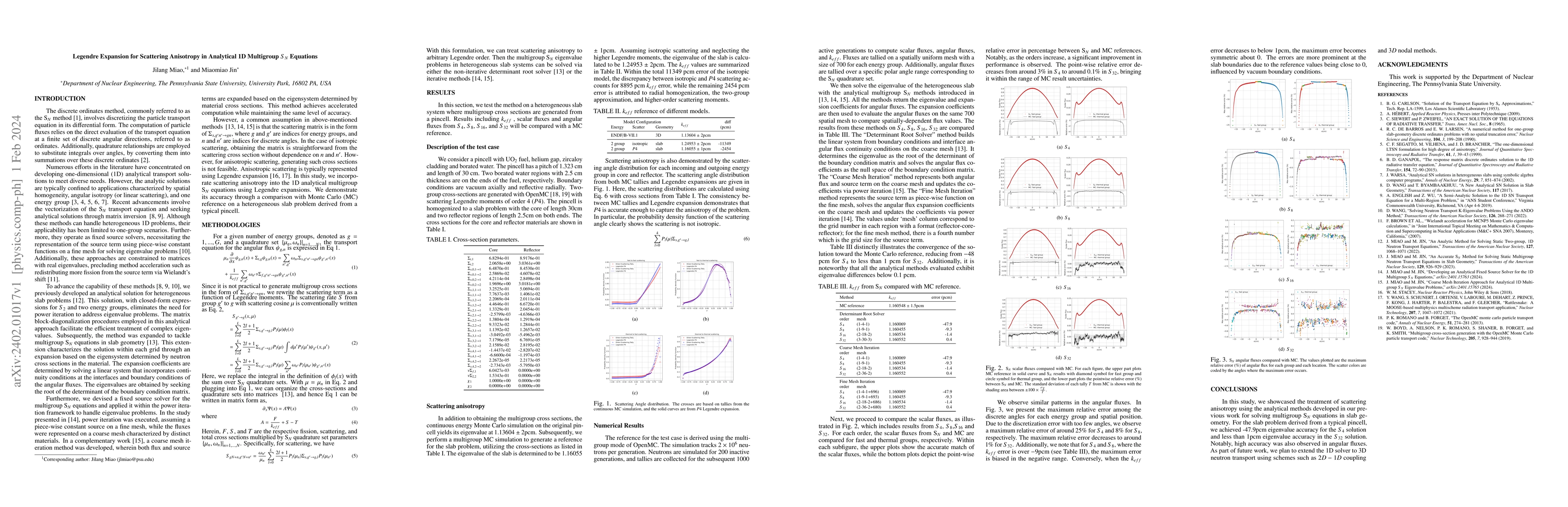 Thumbnail for Legendre Expansion for Scattering Anisotropy in Analytical 1D Multigroup
  $S_N$ Equations