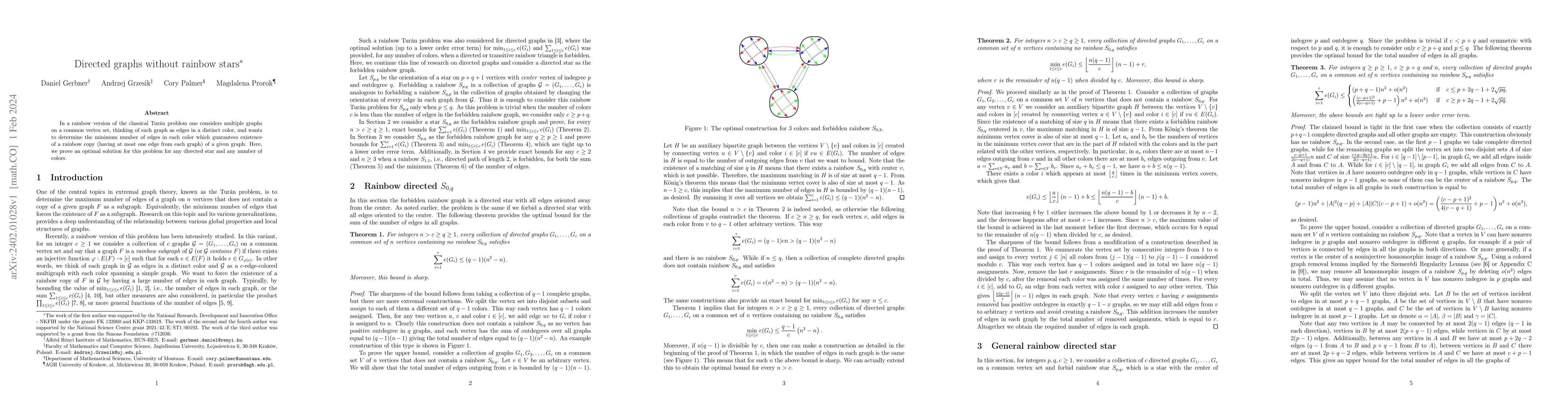Thumbnail for Directed graphs without rainbow stars