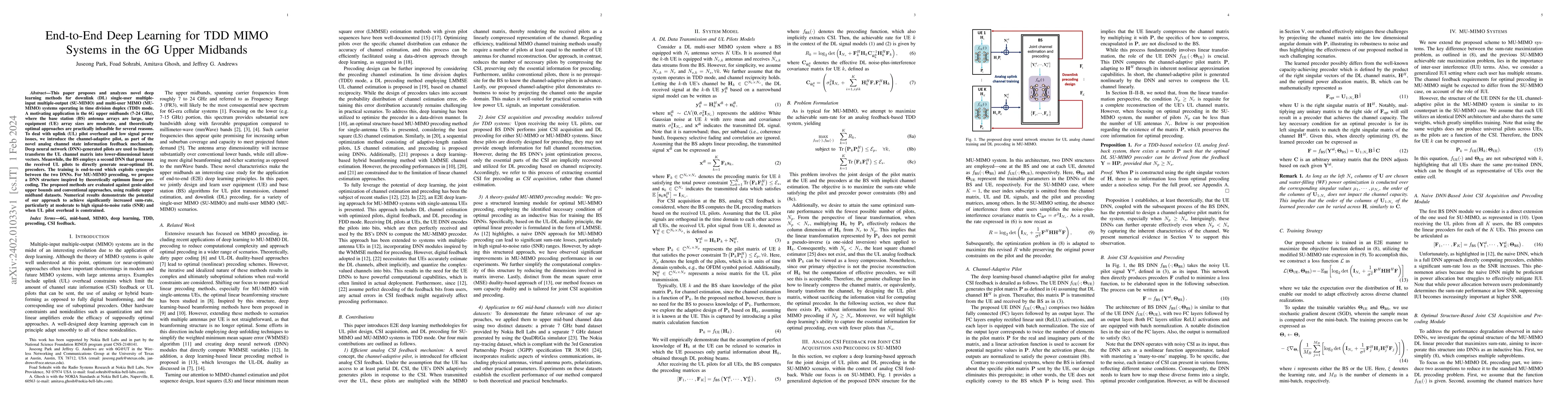 Thumbnail for End-to-End Deep Learning for TDD MIMO Systems in the 6G Upper Midbands