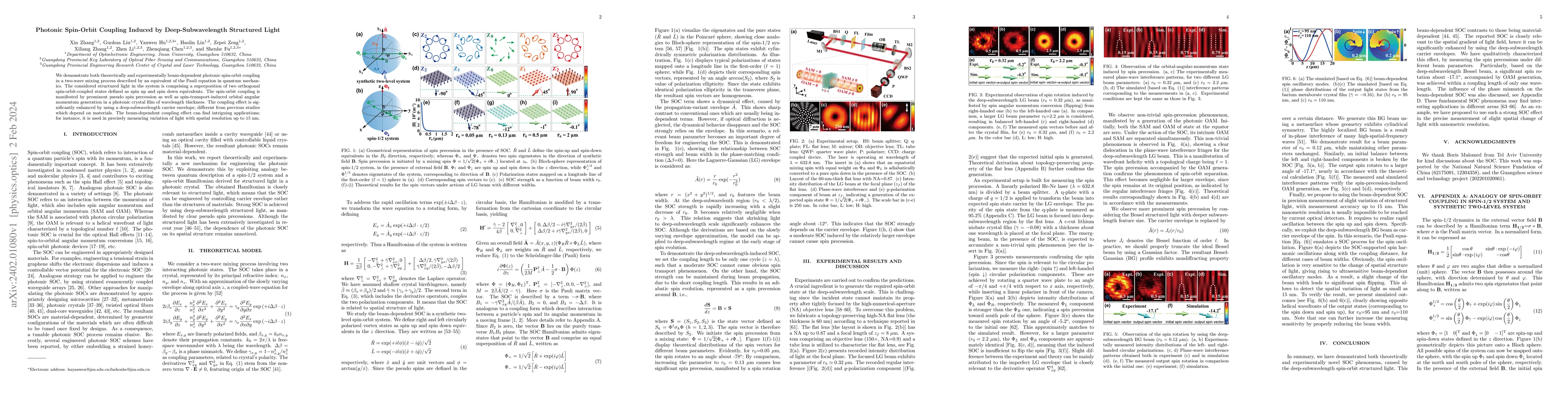Thumbnail for Photonic Spin-Orbit Coupling Induced by Deep-Subwavelength Structured
  Light
