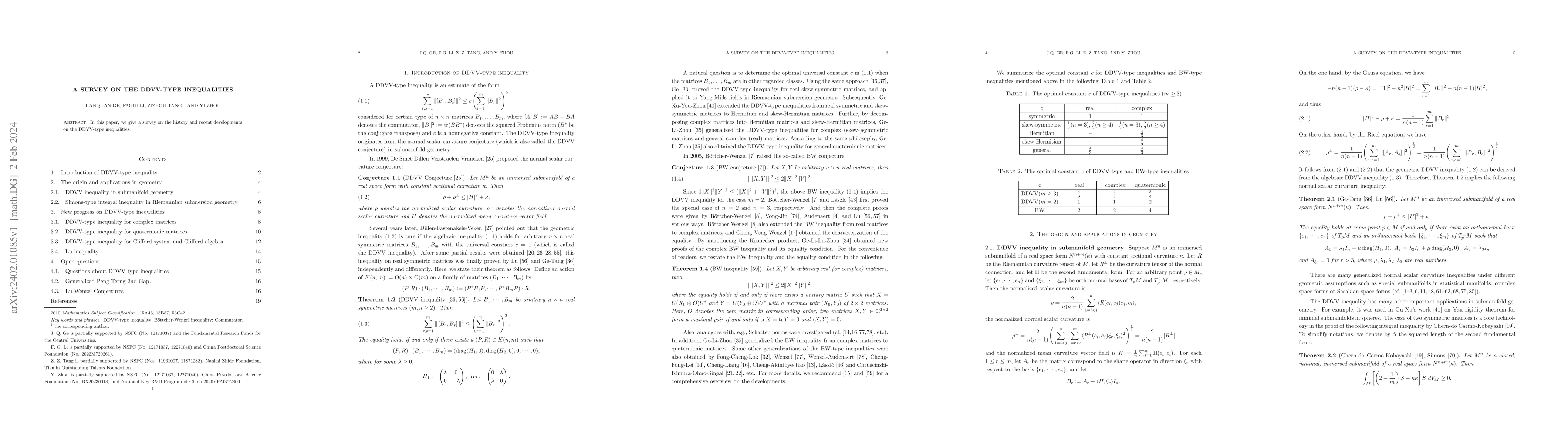 Thumbnail for A survey on the DDVV-type inequalities