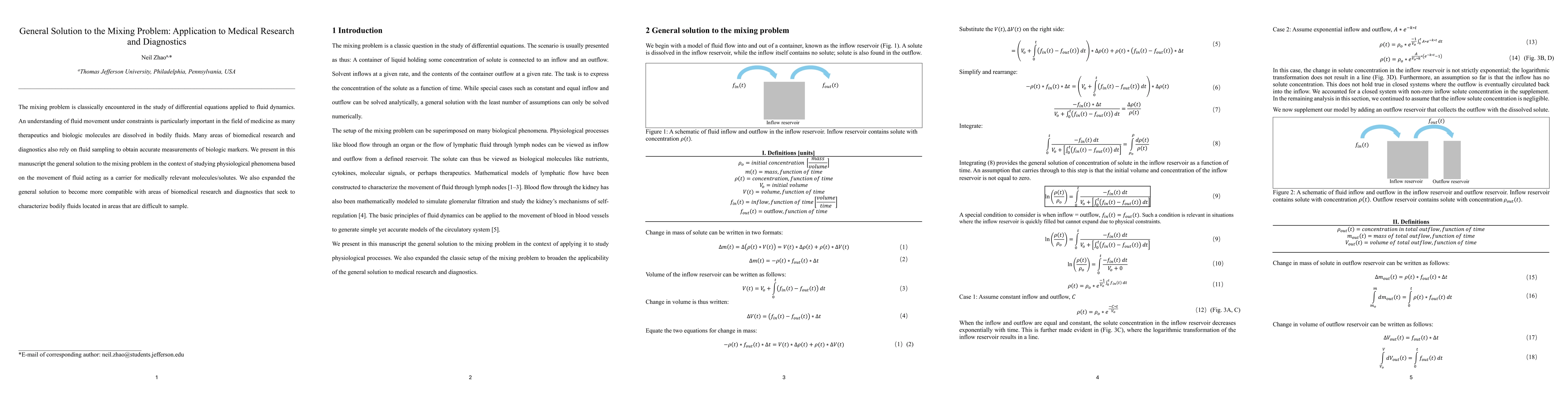Thumbnail for General Solution to the Mixing Problem: Application to Medical Research
  and Diagnostics