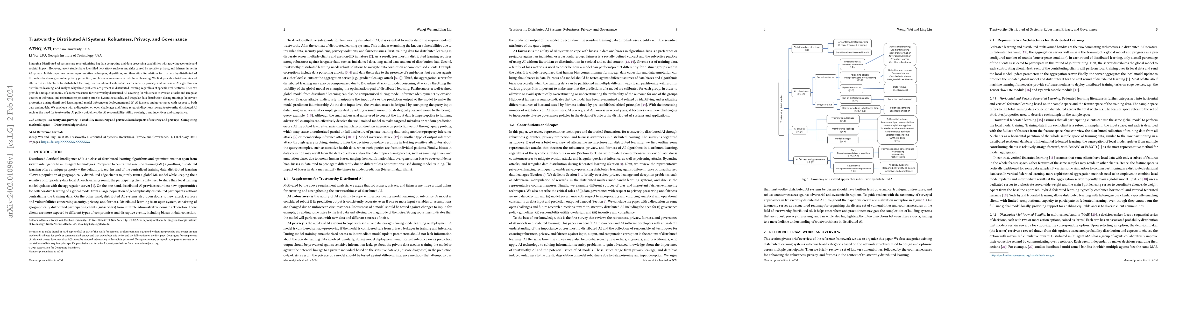 Thumbnail for Trustworthy Distributed AI Systems: Robustness, Privacy, and Governance