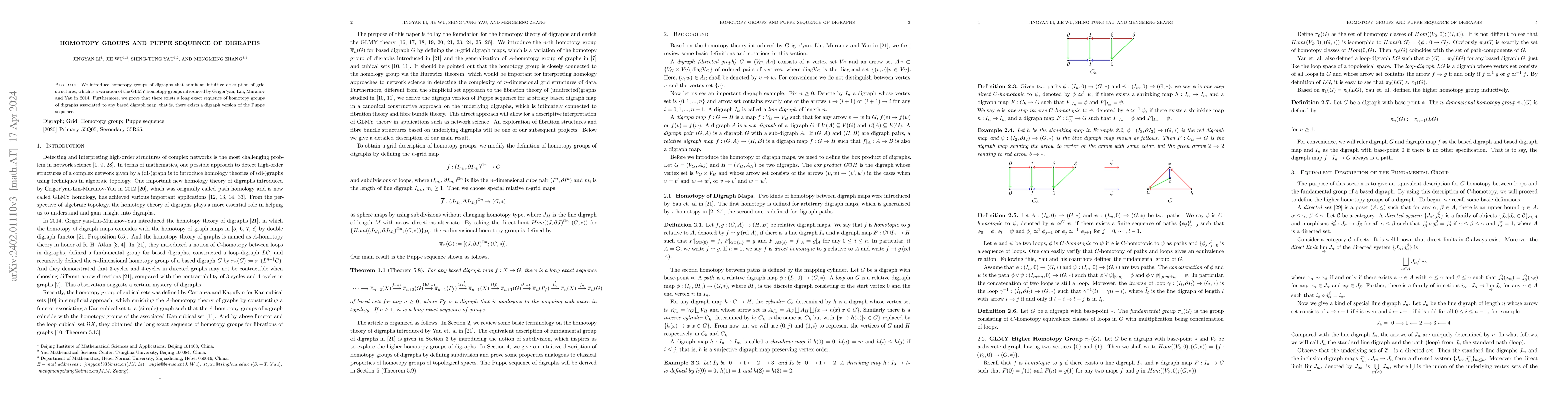 Thumbnail for Homotopy Groups and Puppe Sequence of Digraphs