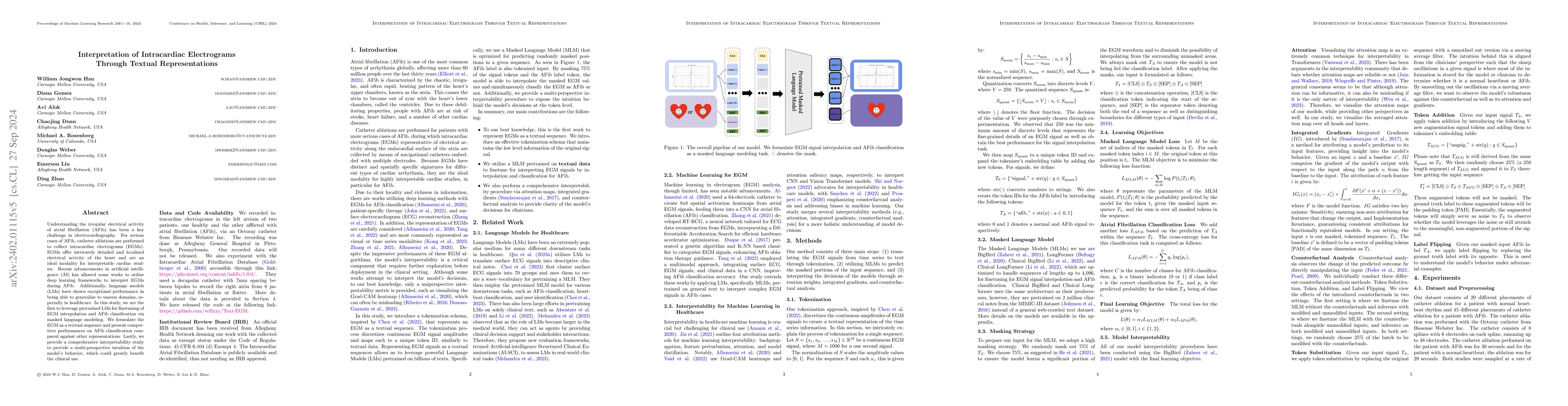 Thumbnail for Interpretation of Intracardiac Electrograms Through Textual
  Representations