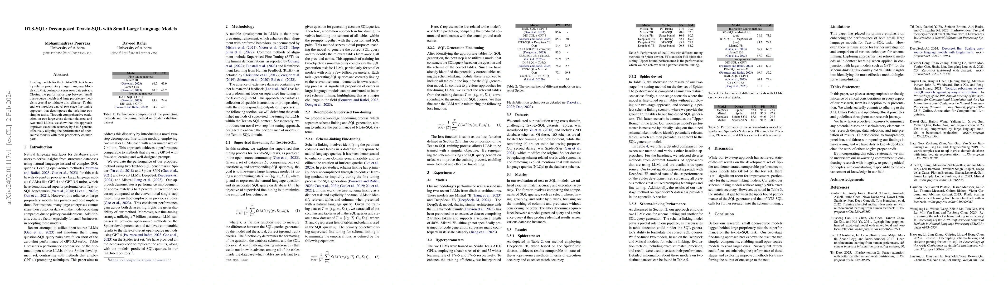 Thumbnail for DTS-SQL: Decomposed Text-to-SQL with Small Large Language Models