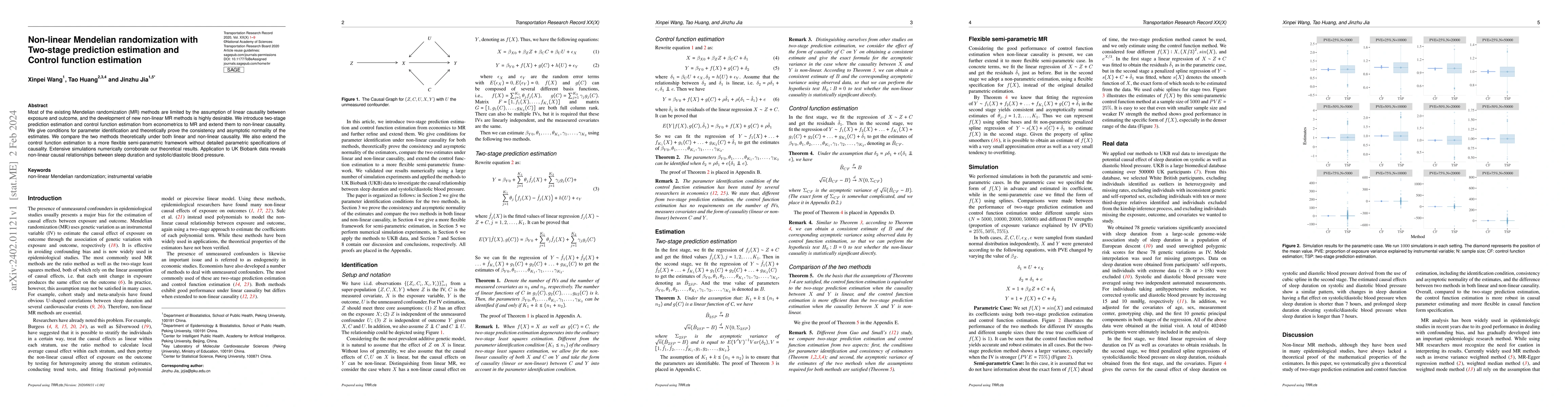 Thumbnail for Non-linear Mendelian randomization with Two-stage prediction estimation
  and Control function estimation