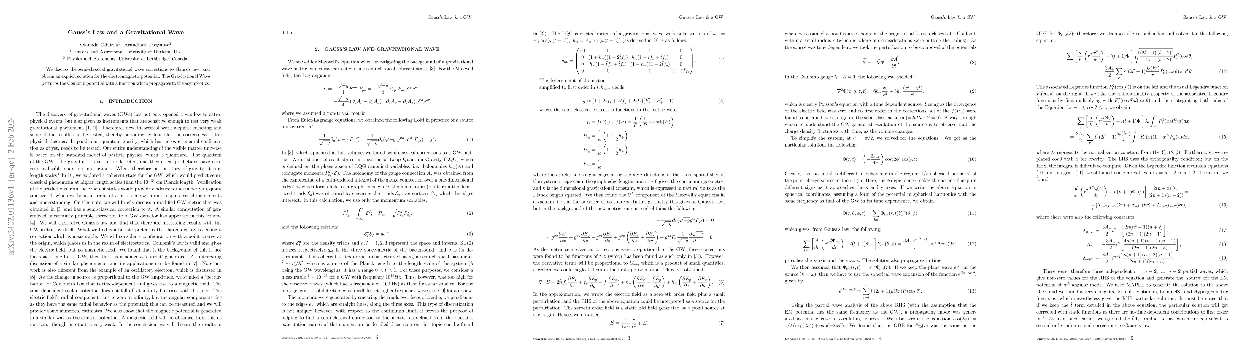 Thumbnail for Gauss's Law and a Gravitational Wave