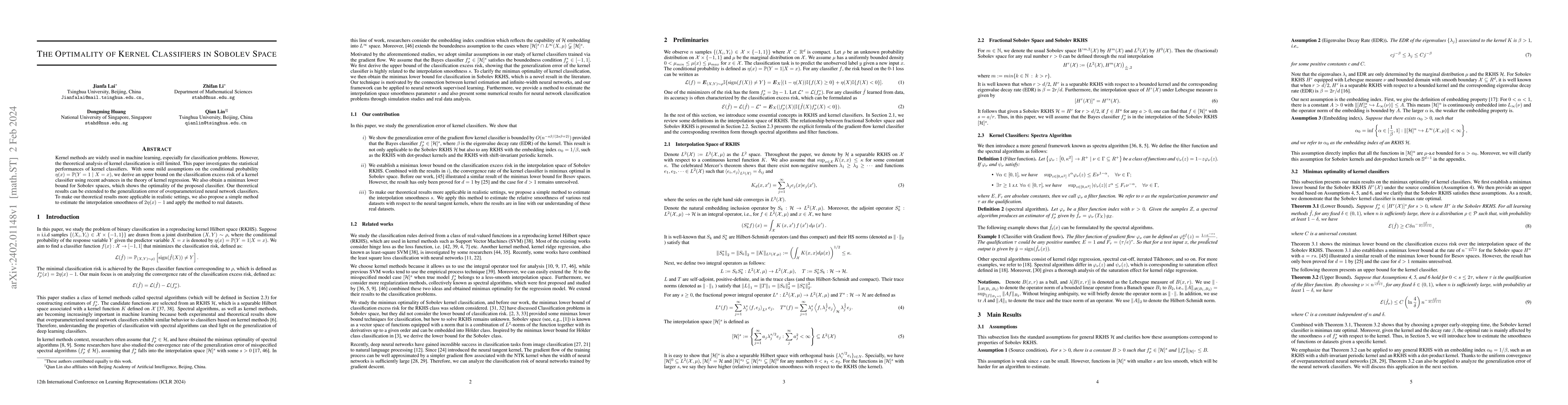 Thumbnail for The Optimality of Kernel Classifiers in Sobolev Space