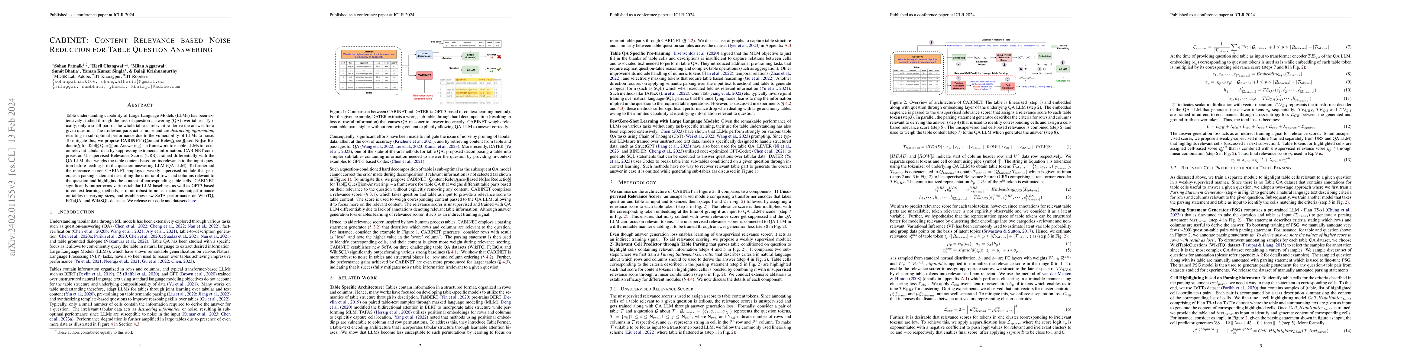 Thumbnail for CABINET: Content Relevance based Noise Reduction for Table Question
  Answering