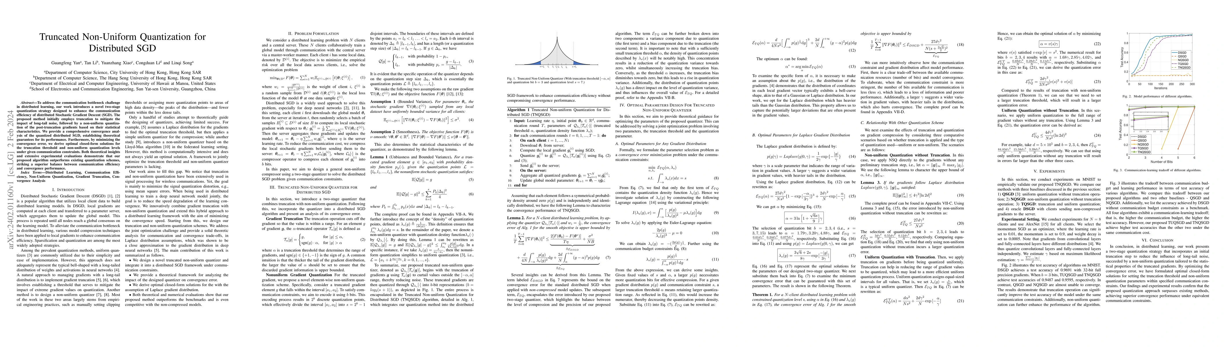 Thumbnail for Truncated Non-Uniform Quantization for Distributed SGD