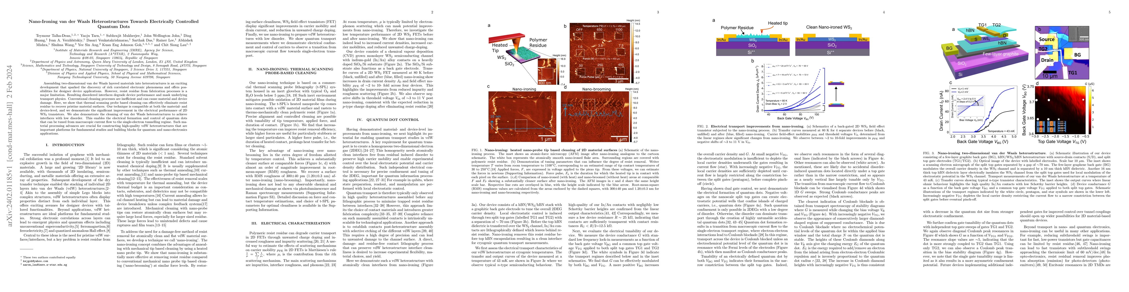 Thumbnail for Nano-ironing van der Waals Heterostructures Towards Electrically
  Controlled Quantum Dots