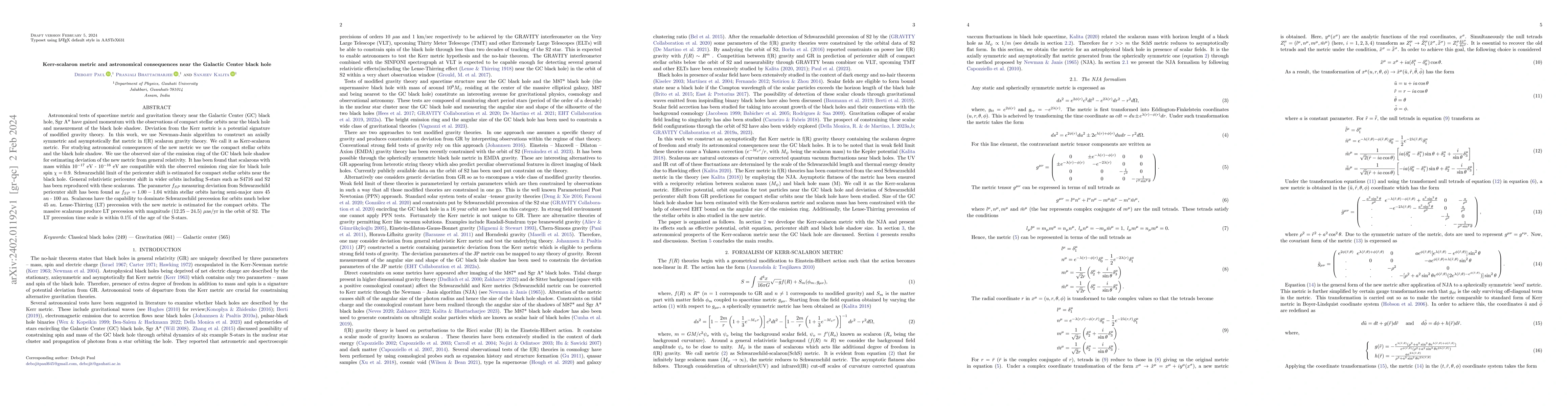 Thumbnail for Kerr-scalaron metric and astronomical consequences near the Galactic
  Center black hole