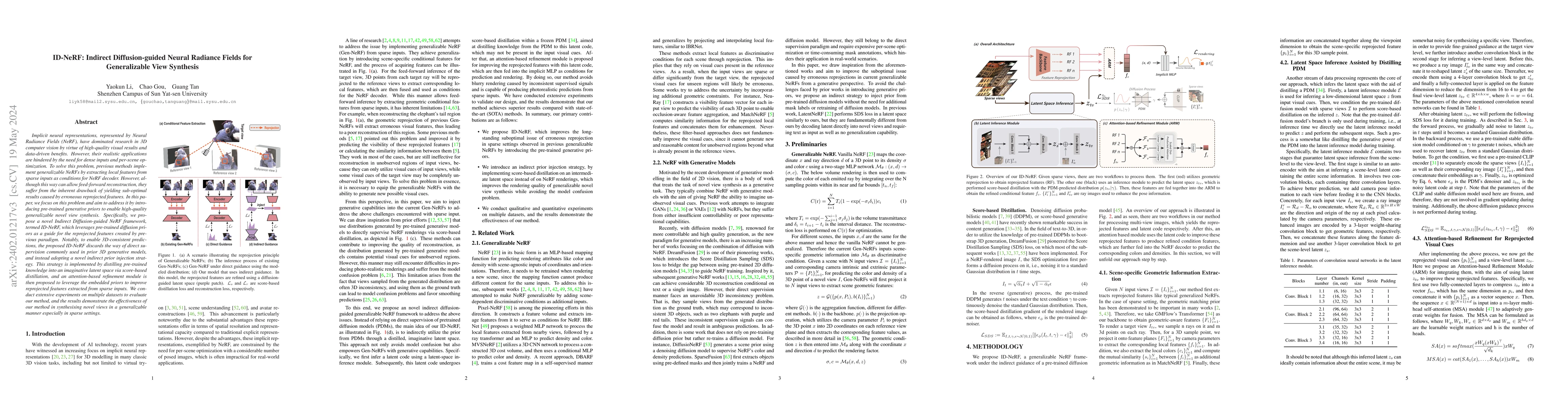 Thumbnail for ID-NeRF: Indirect Diffusion-guided Neural Radiance Fields for
  Generalizable View Synthesis