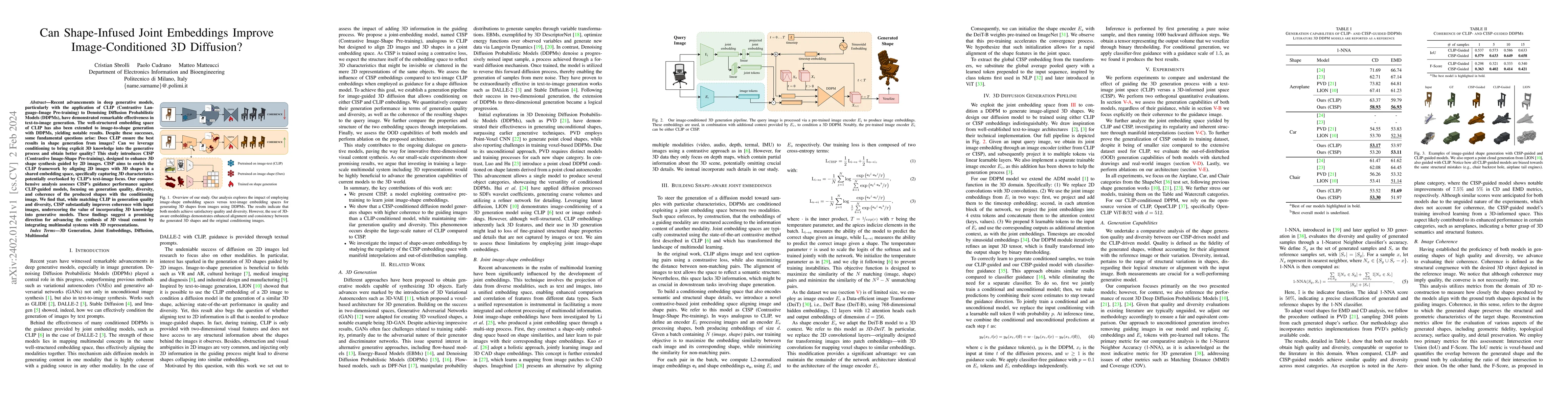 Thumbnail for Can Shape-Infused Joint Embeddings Improve Image-Conditioned 3D
  Diffusion?