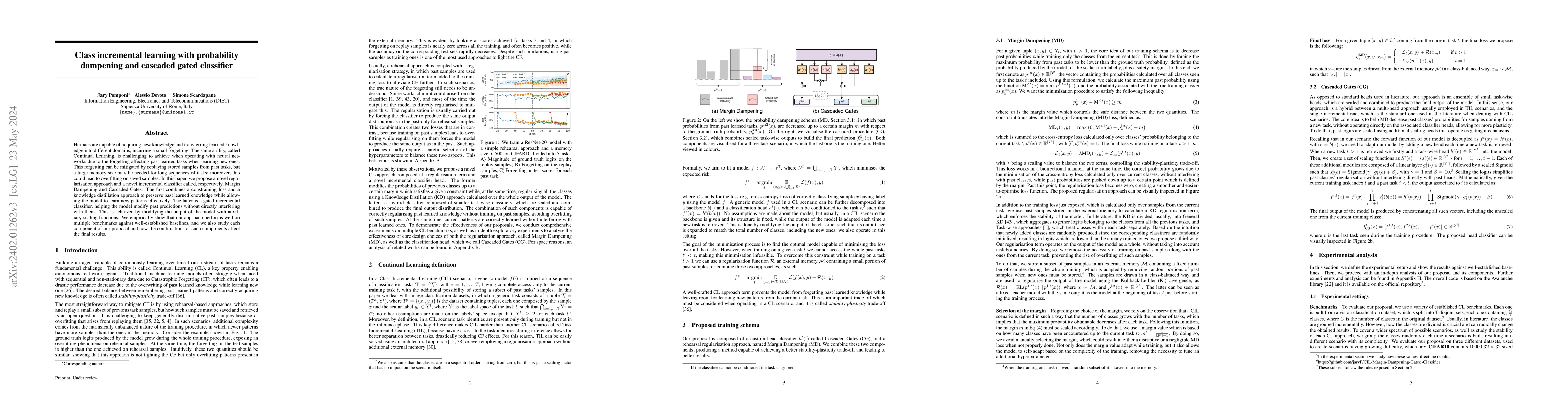Thumbnail for Class incremental learning with probability dampening and cascaded gated
  classifier