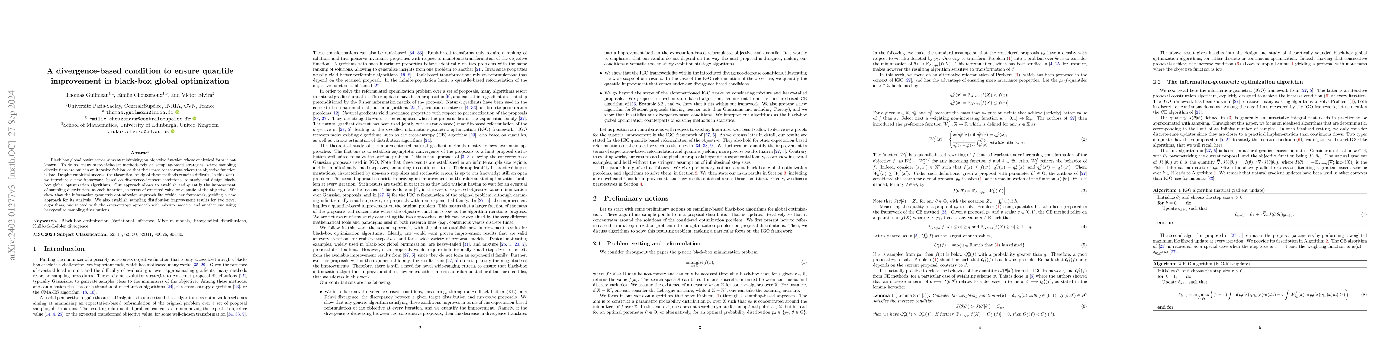 Thumbnail for A divergence-based condition to ensure quantile improvement in black-box
  global optimization