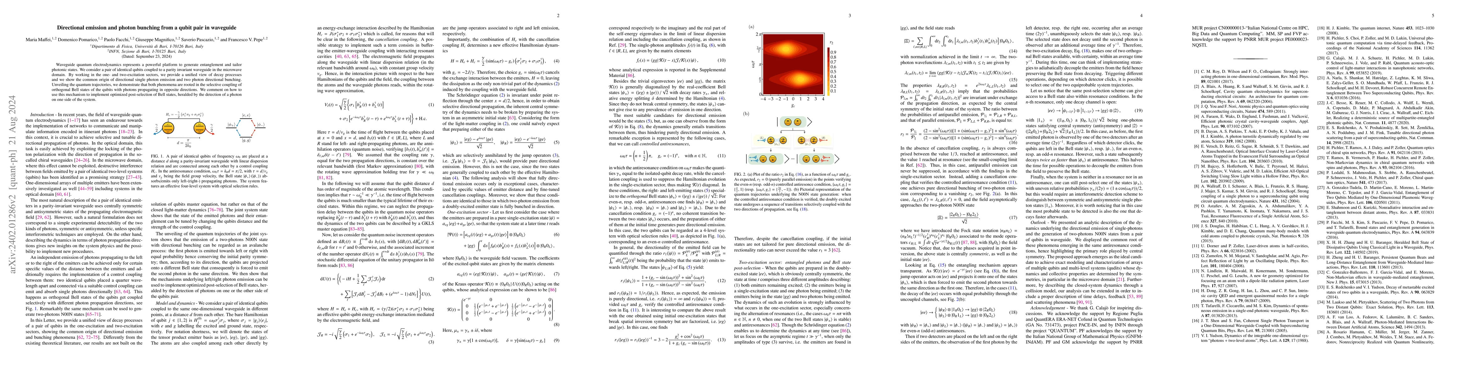 Thumbnail for Directional emission and photon bunching from a qubit pair in waveguide