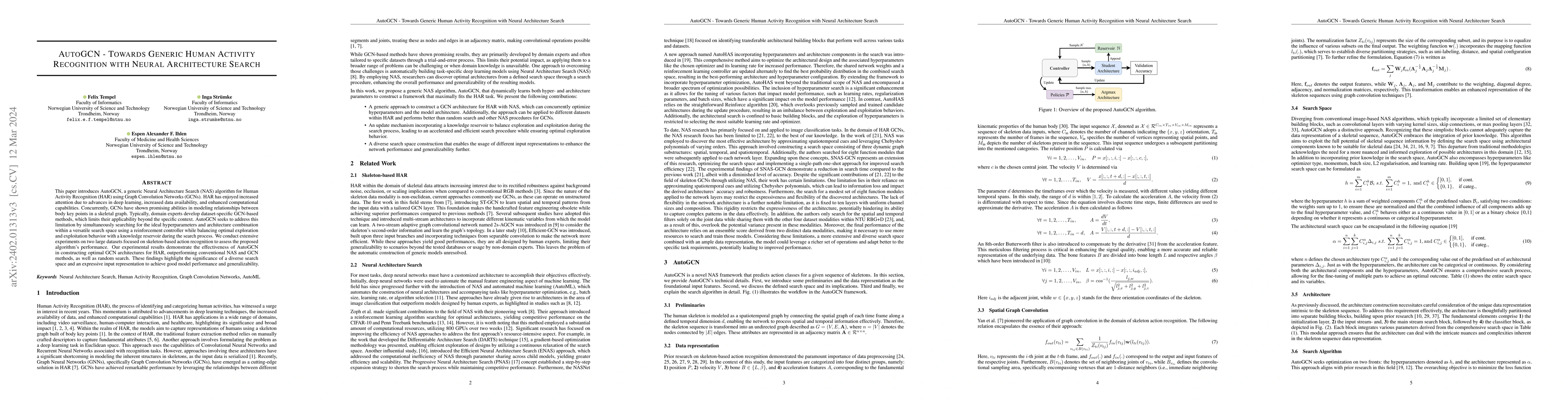 Thumbnail for AutoGCN -- Towards Generic Human Activity Recognition with Neural
  Architecture Search