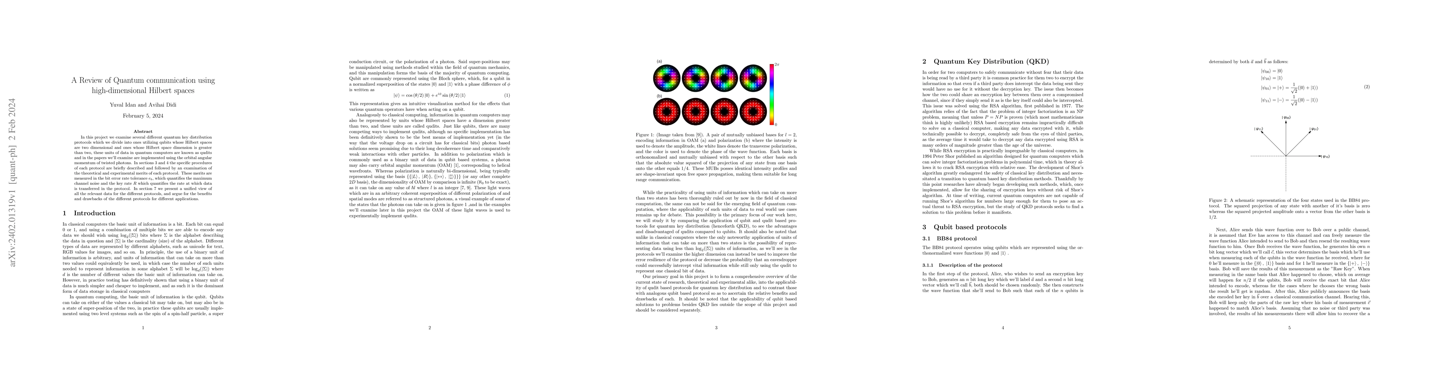 Thumbnail for A Review of Quantum communication using high-dimensional Hilbert spaces