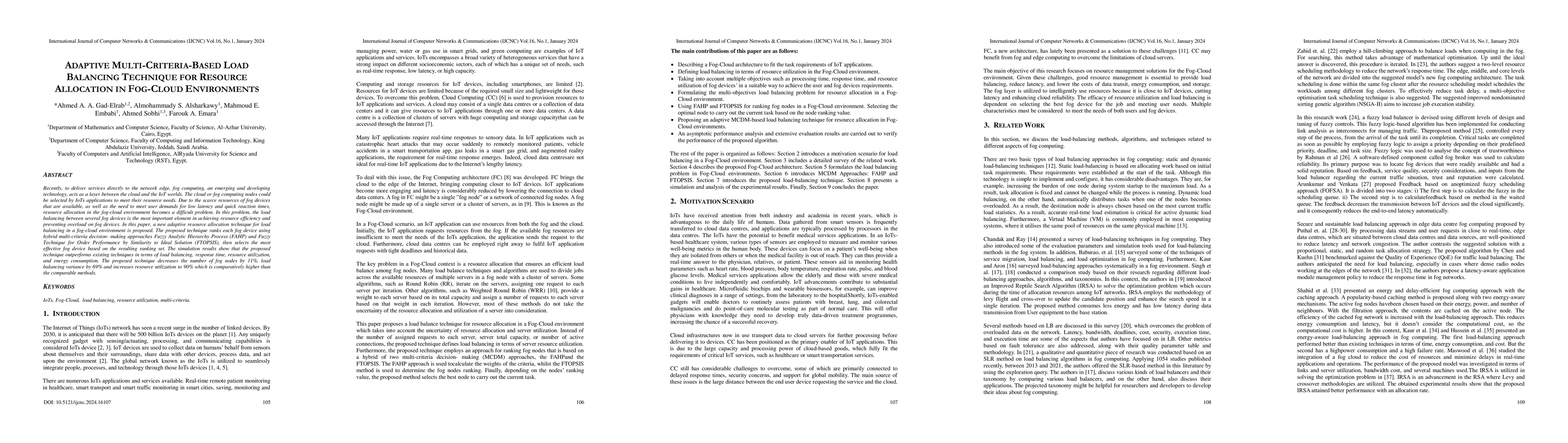 Thumbnail for Adaptive multi-criteria-based load balancing technique for resource
  allocation in fog-cloud environments