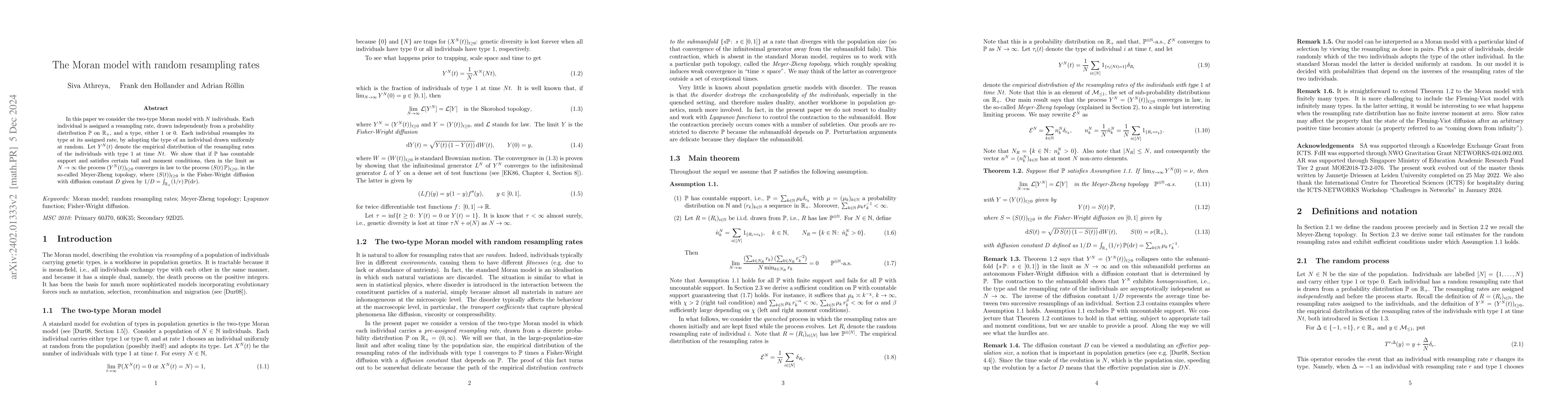 Thumbnail for The Moran model with random resampling rates