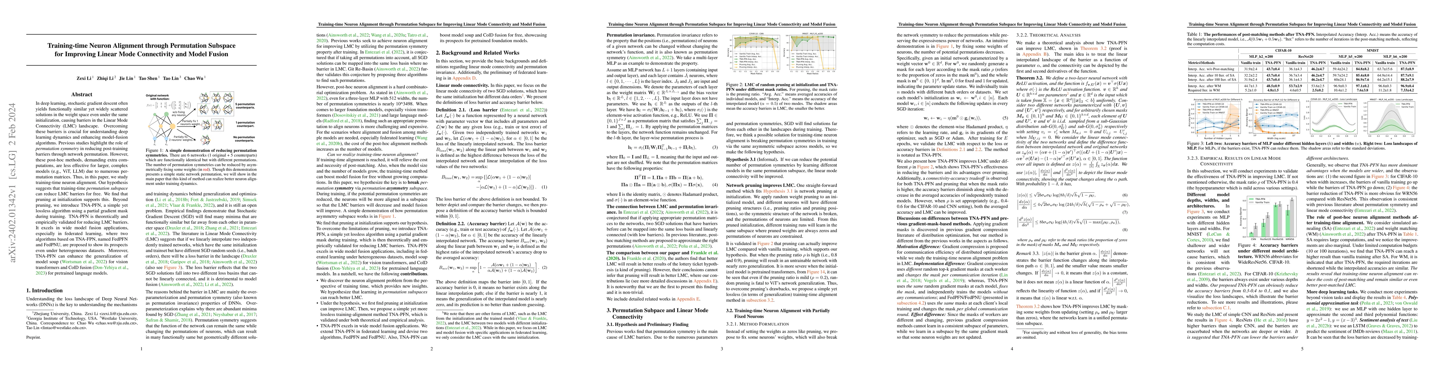 Thumbnail for Training-time Neuron Alignment through Permutation Subspace for
  Improving Linear Mode Connectivity and Model Fusion