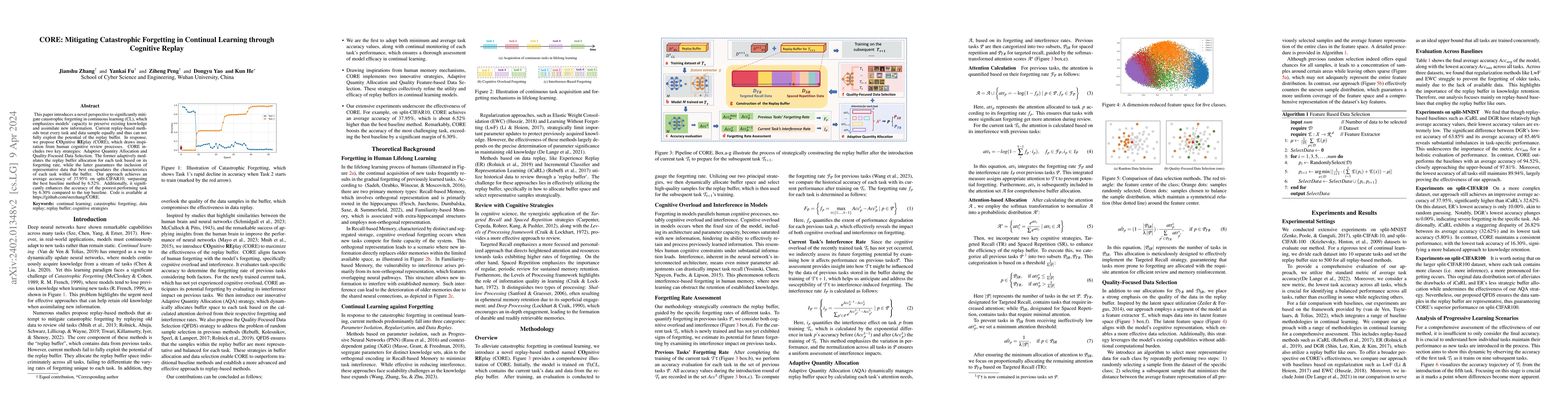 Thumbnail for CORE: Mitigating Catastrophic Forgetting in Continual Learning through
  Cognitive Replay