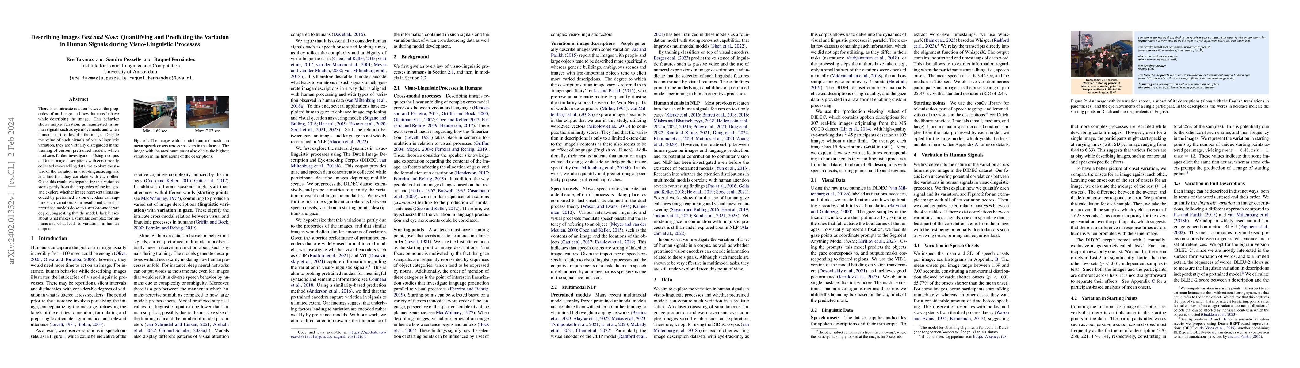Thumbnail for Describing Images $\textit{Fast and Slow}$: Quantifying and Predicting
  the Variation in Human Signals during Visuo-Linguistic Processes