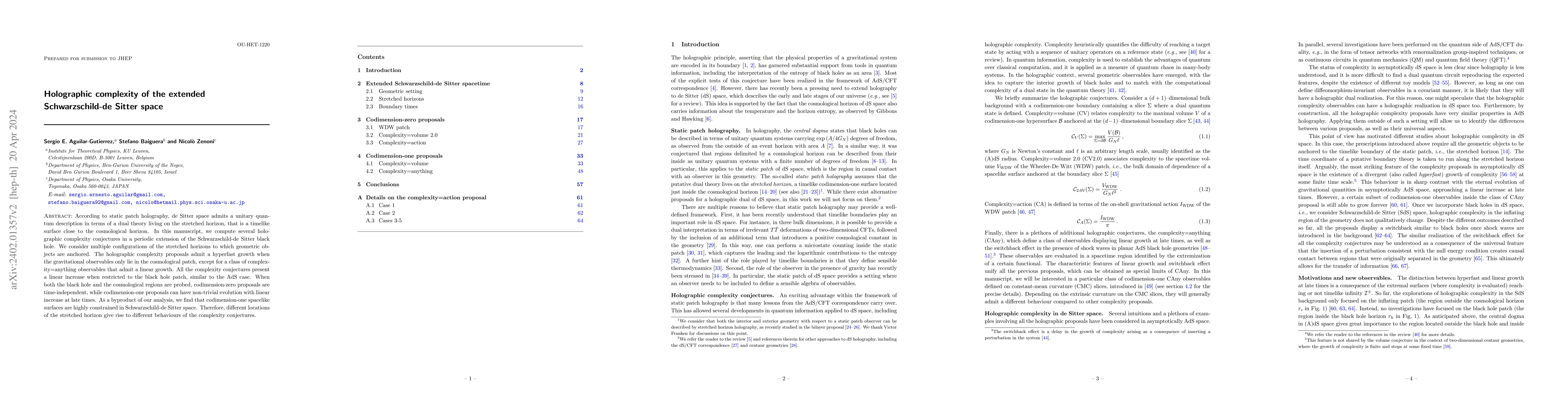 Thumbnail for Holographic complexity of the extended Schwarzschild-de Sitter space