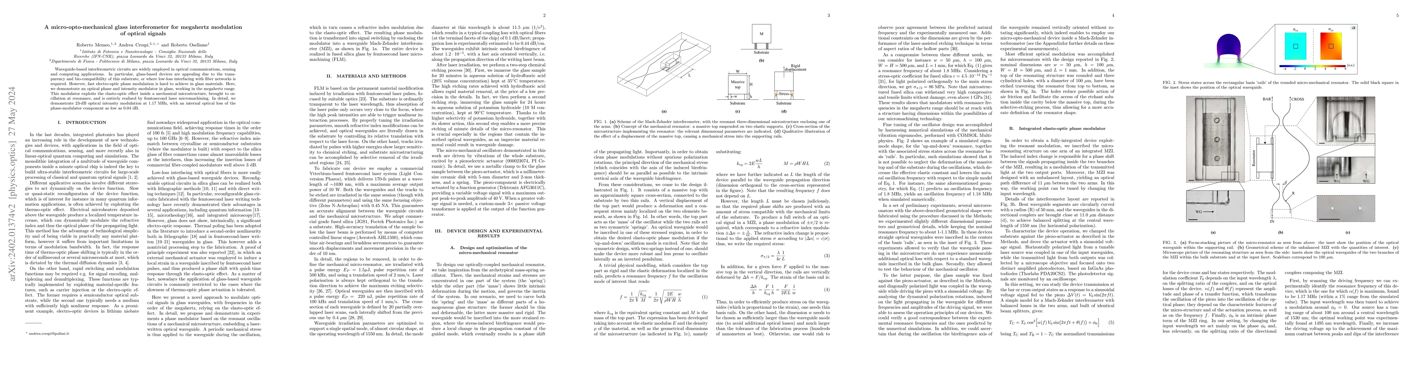 Thumbnail for A micro-opto-mechanical glass interferometer for megahertz modulation of
  optical signals