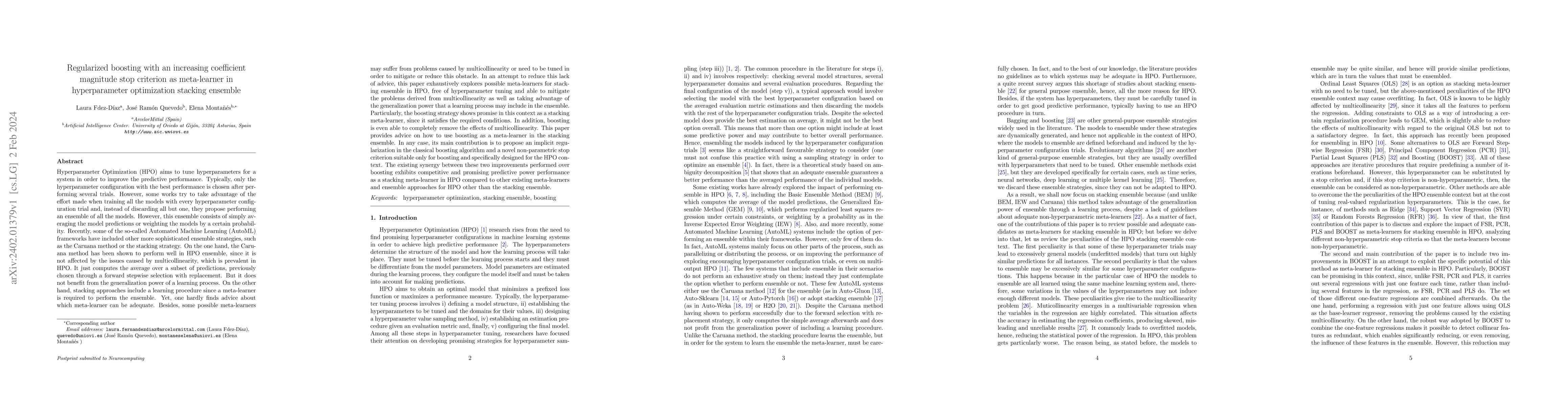 Thumbnail for Regularized boosting with an increasing coefficient magnitude stop
  criterion as meta-learner in hyperparameter optimization stacking ensemble