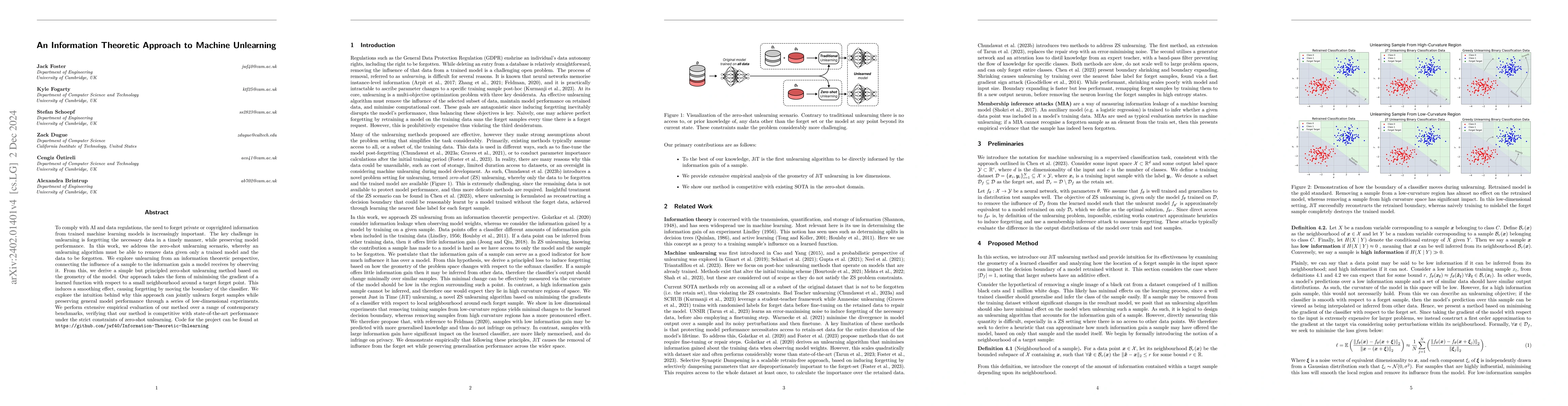 Thumbnail for An Information Theoretic Approach to Machine Unlearning
