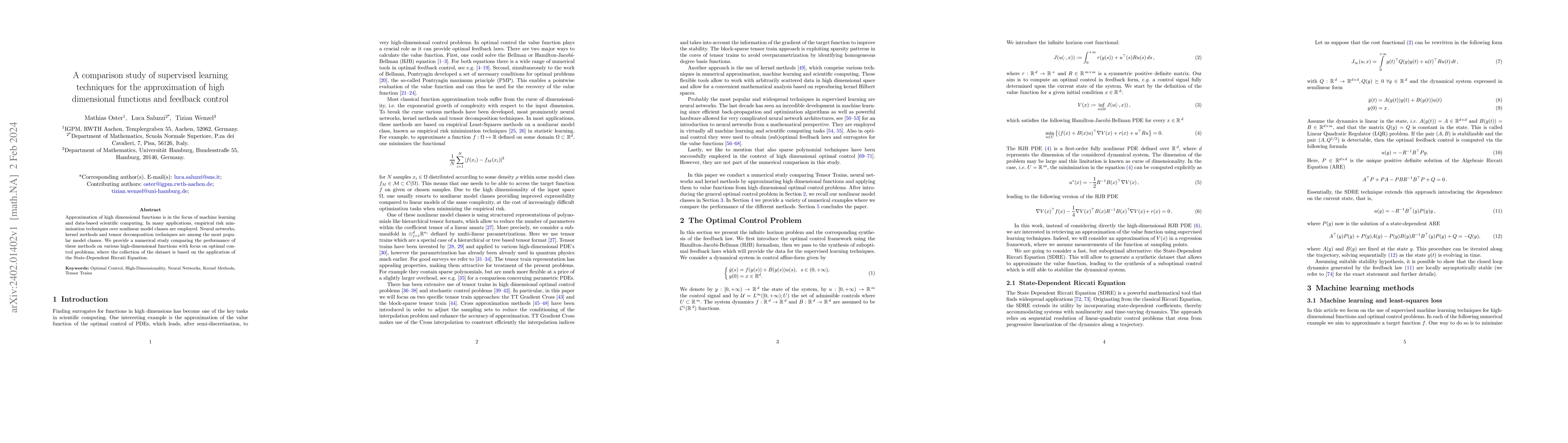 Thumbnail for A comparison study of supervised learning techniques for the
  approximation of high dimensional functions and feedback control