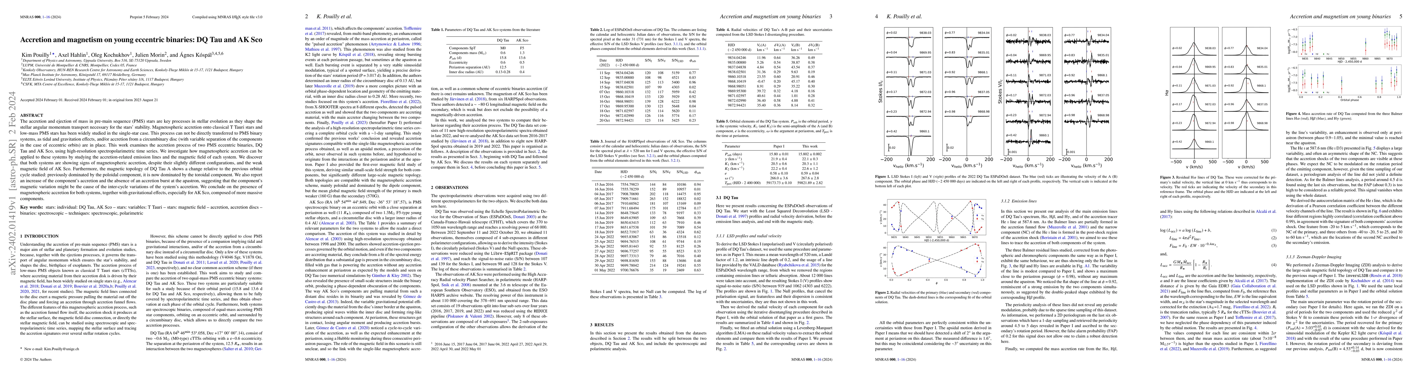 Thumbnail for Accretion and magnetism on young eccentric binaries: DQ Tau and AK Sco