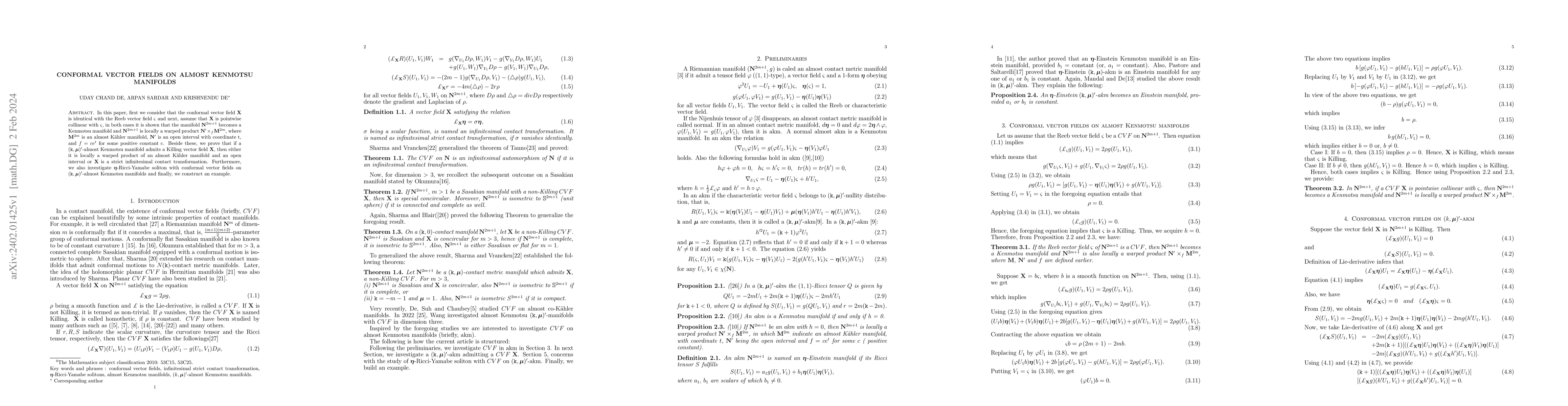 Thumbnail for Conformal vector fields on almost Kenmotsu manifolds