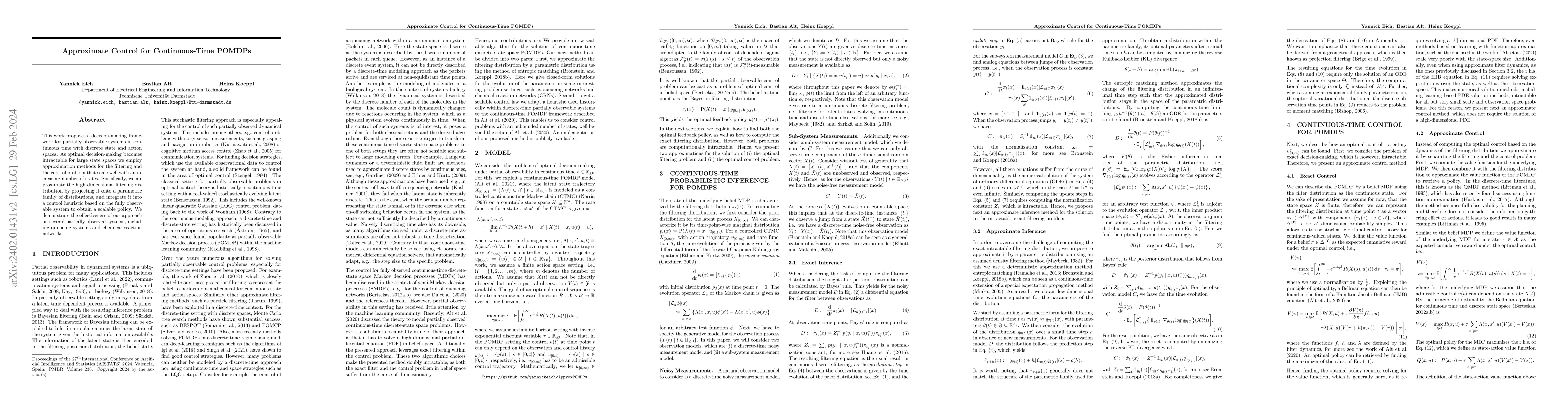 Thumbnail for Approximate Control for Continuous-Time POMDPs