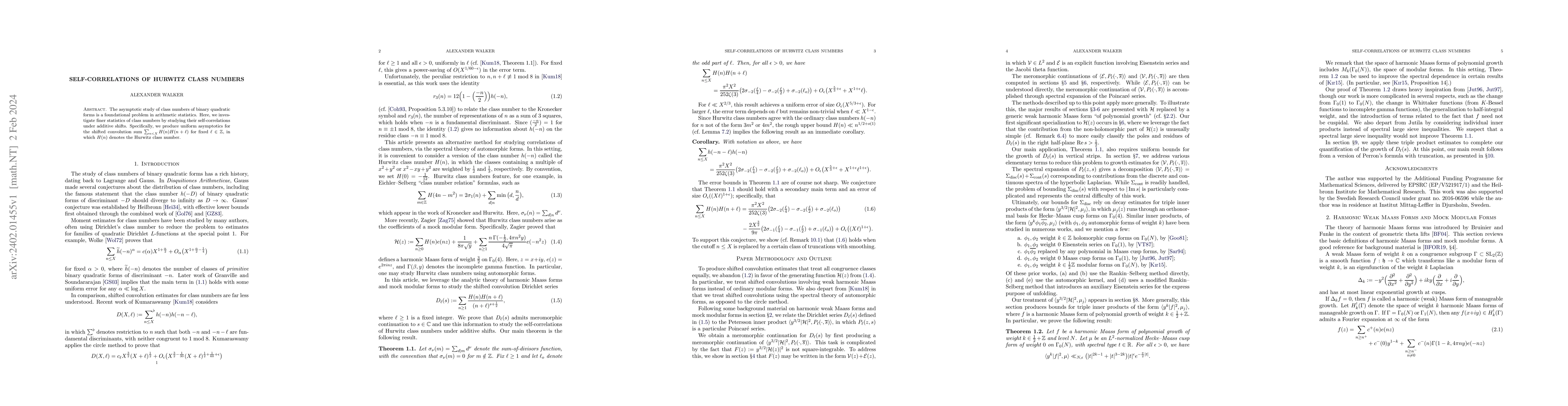 Thumbnail for Self-Correlations of Hurwitz Class Numbers