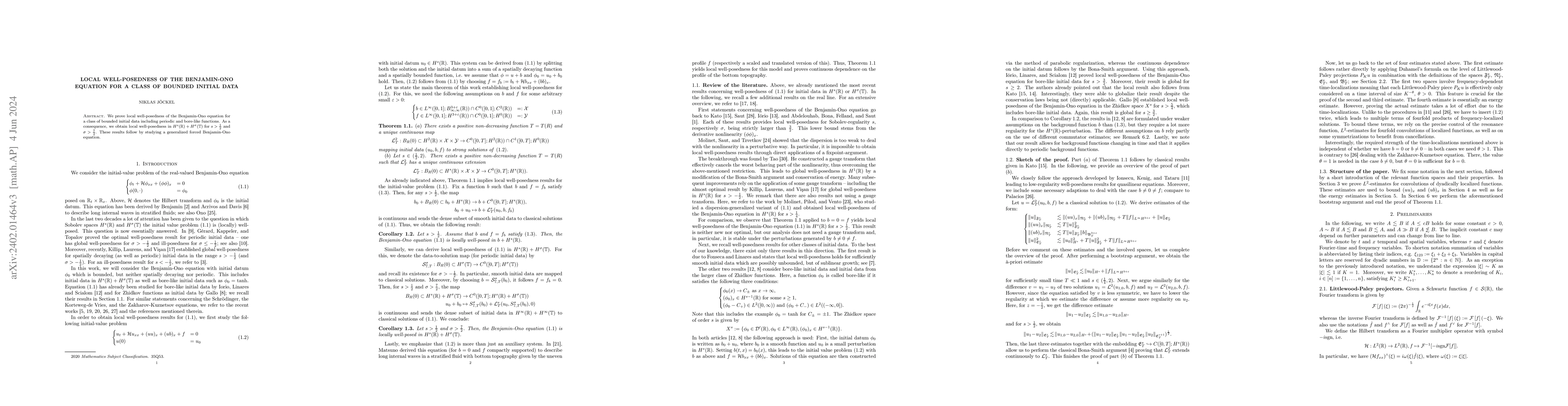 Thumbnail for Local well-posedness of the Benjamin-Ono equation for a class of bounded
  initial data