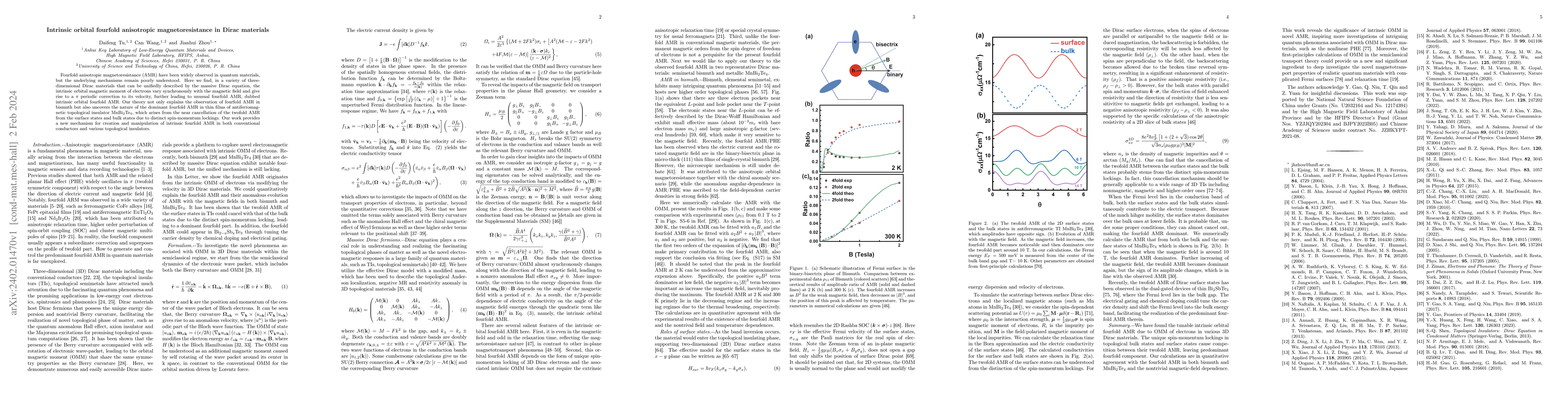 Thumbnail for Intrinsic orbital fourfold anisotropic magnetoresistance in Dirac
  materials