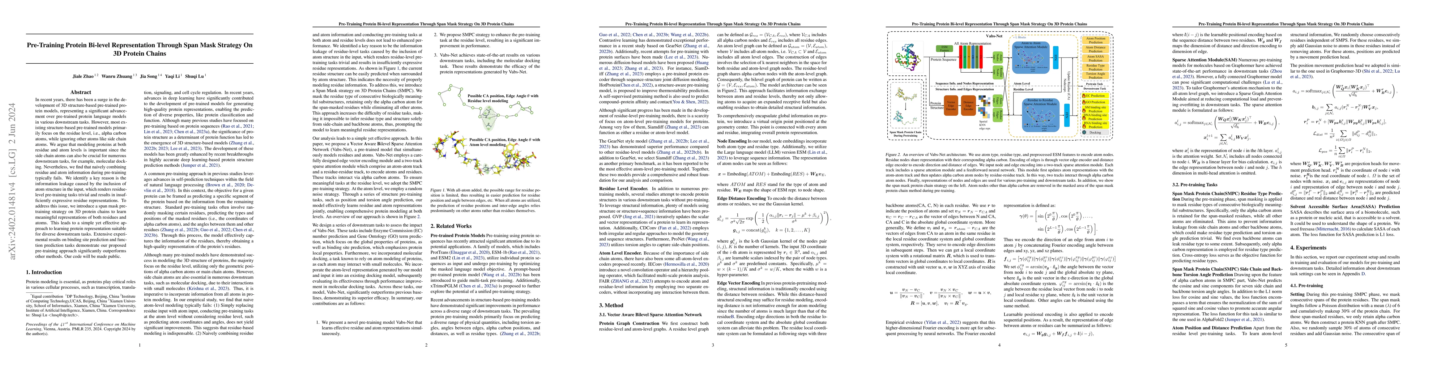 Thumbnail for Pre-Training Protein Bi-level Representation Through Span Mask Strategy
  On 3D Protein Chains