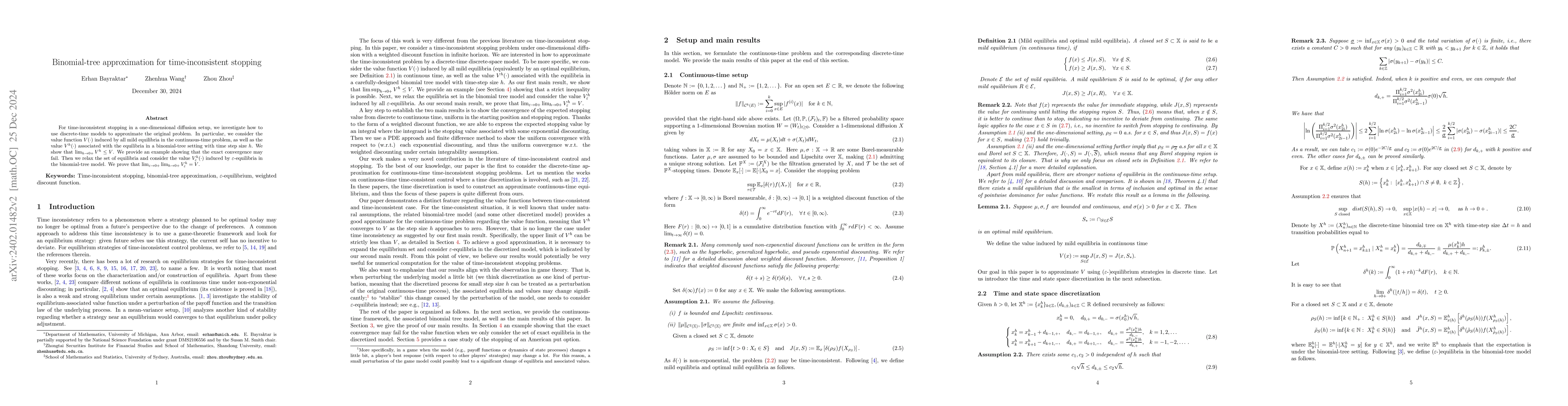 Thumbnail for Binomial-tree approximation for time-inconsistent stopping