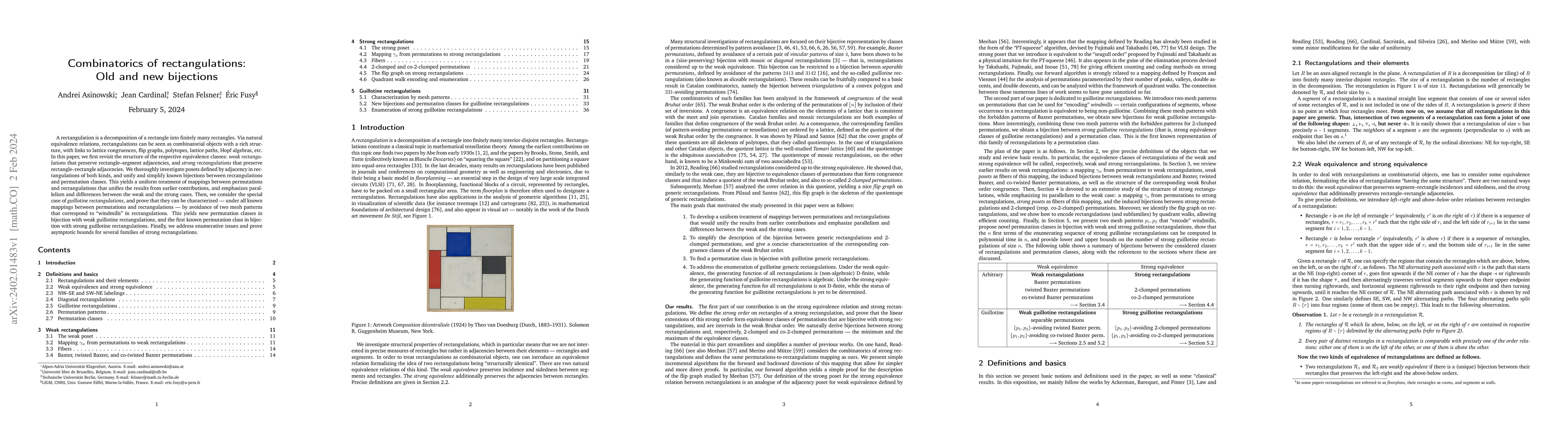 Thumbnail for Combinatorics of rectangulations: Old and new bijections