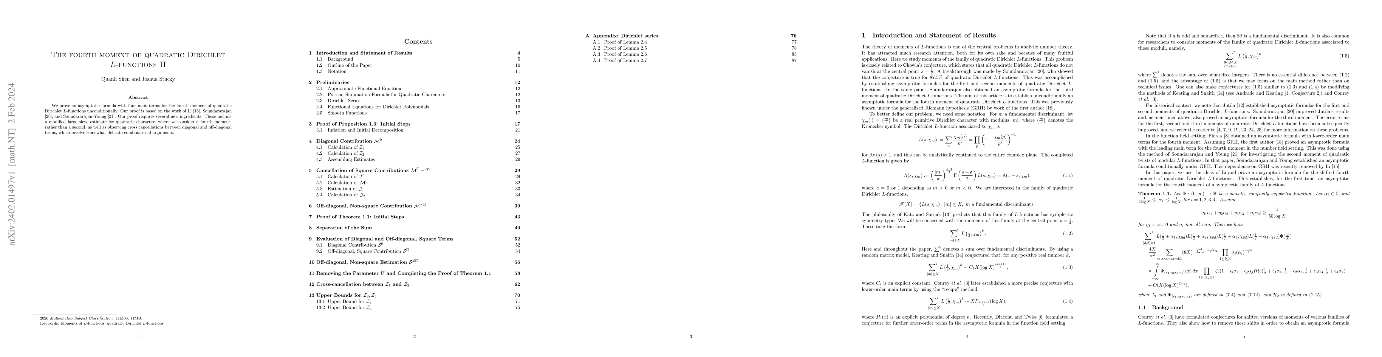 Thumbnail for The fourth moment of quadratic Dirichlet $L$-Functions II